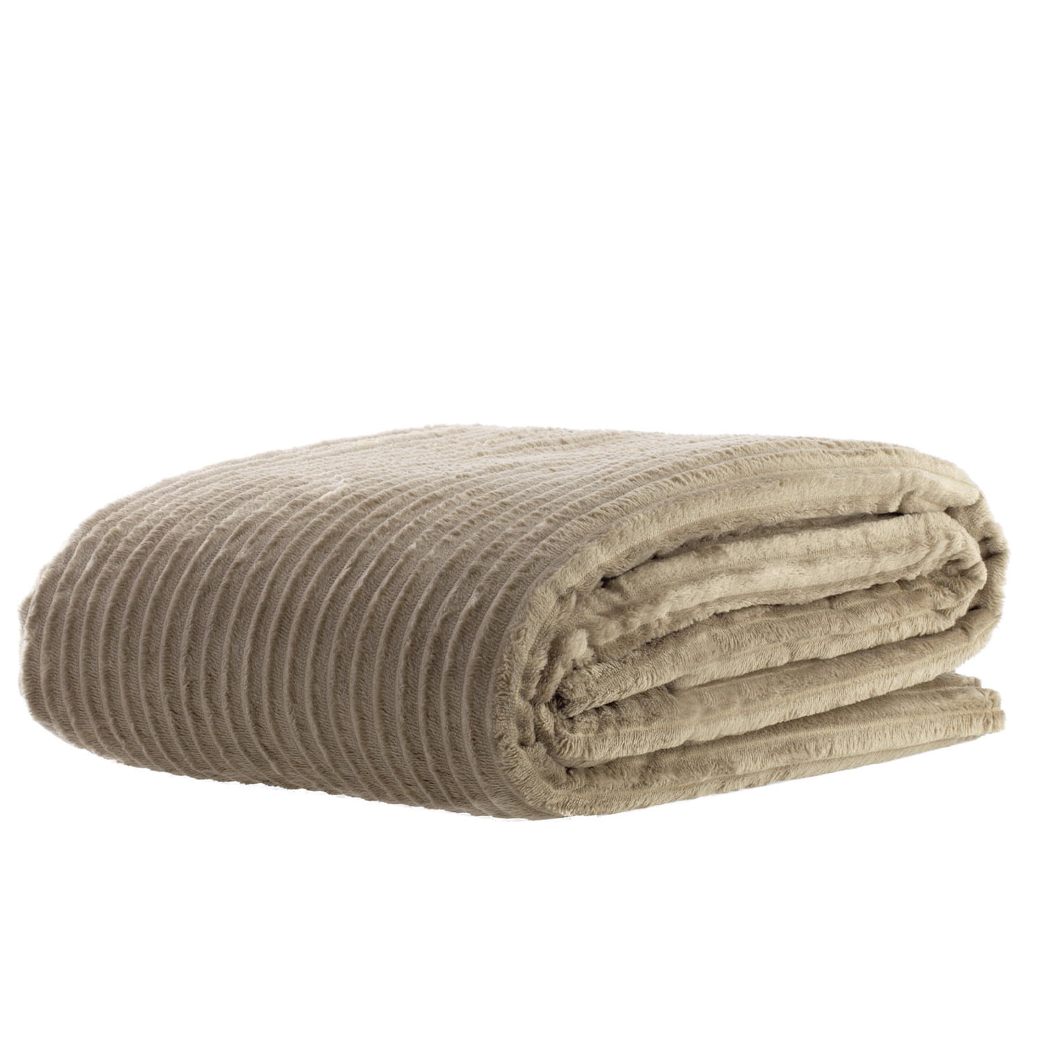 Manta Cobertor Casal Canelado Premium Londres Liso 180x220cm - Bege