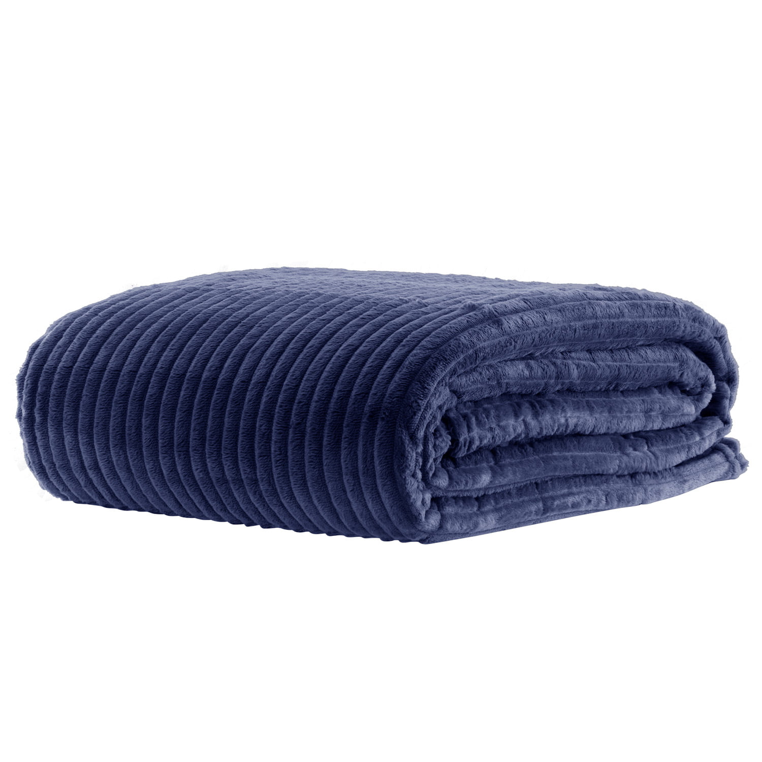 Manta Cobertor Casal Canelado Premium Londres Liso 180x220cm - Marinho