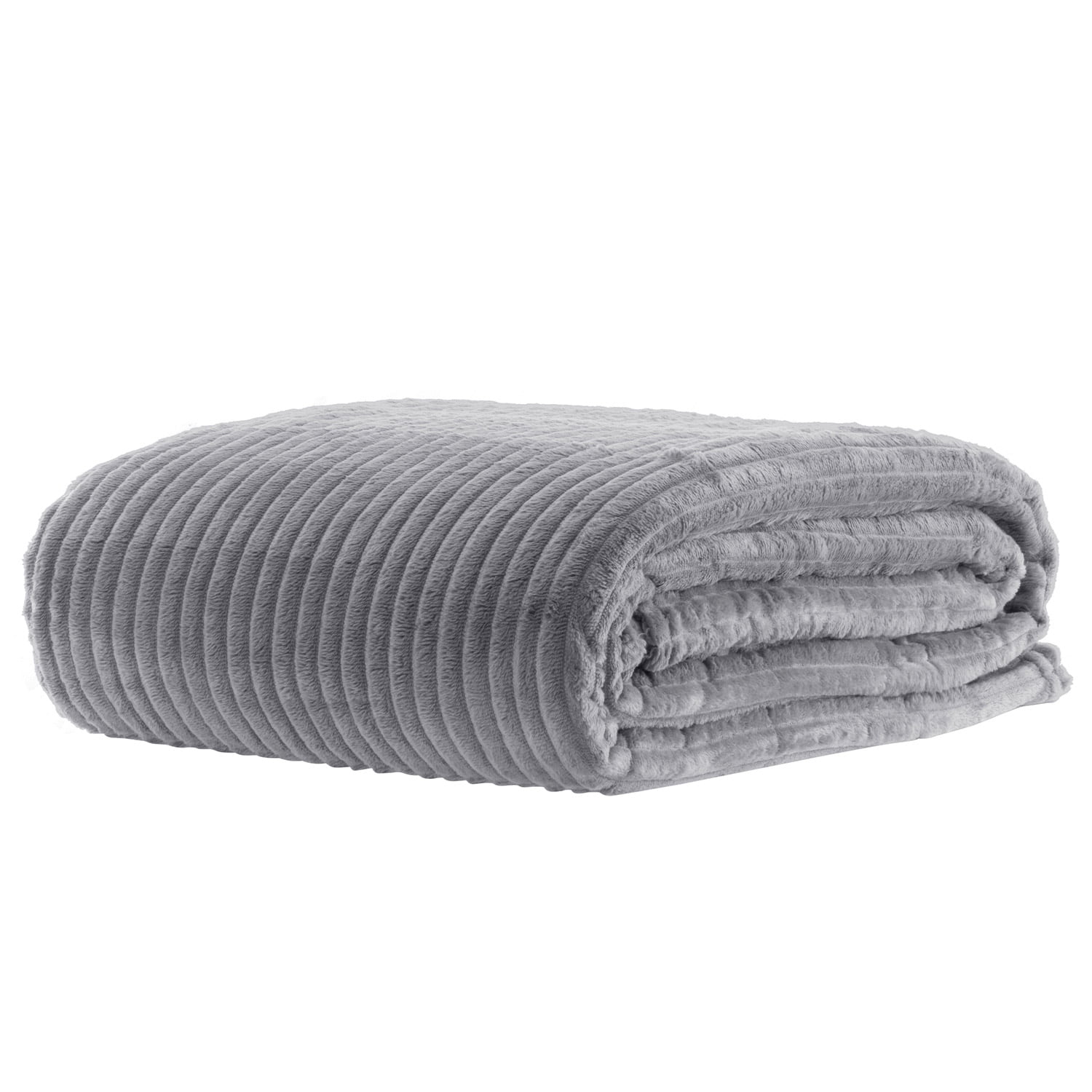 Manta Cobertor Casal Canelado Premium Londres Liso 180x220cm - Prata