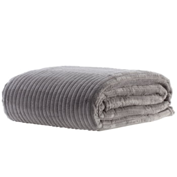 Manta Cobertor Casal Canelado Premium Londres Liso 180x220cm - Chumbo