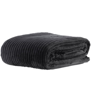 Manta Cobertor Casal Canelado Premium Londres Liso 180x220cm - Preto