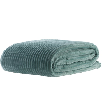 Manta Cobertor Casal Canelado Premium Londres Liso 180x220cm - Verde